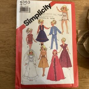 Simplicity Pattern #6363 - Barbie Doll Clothes